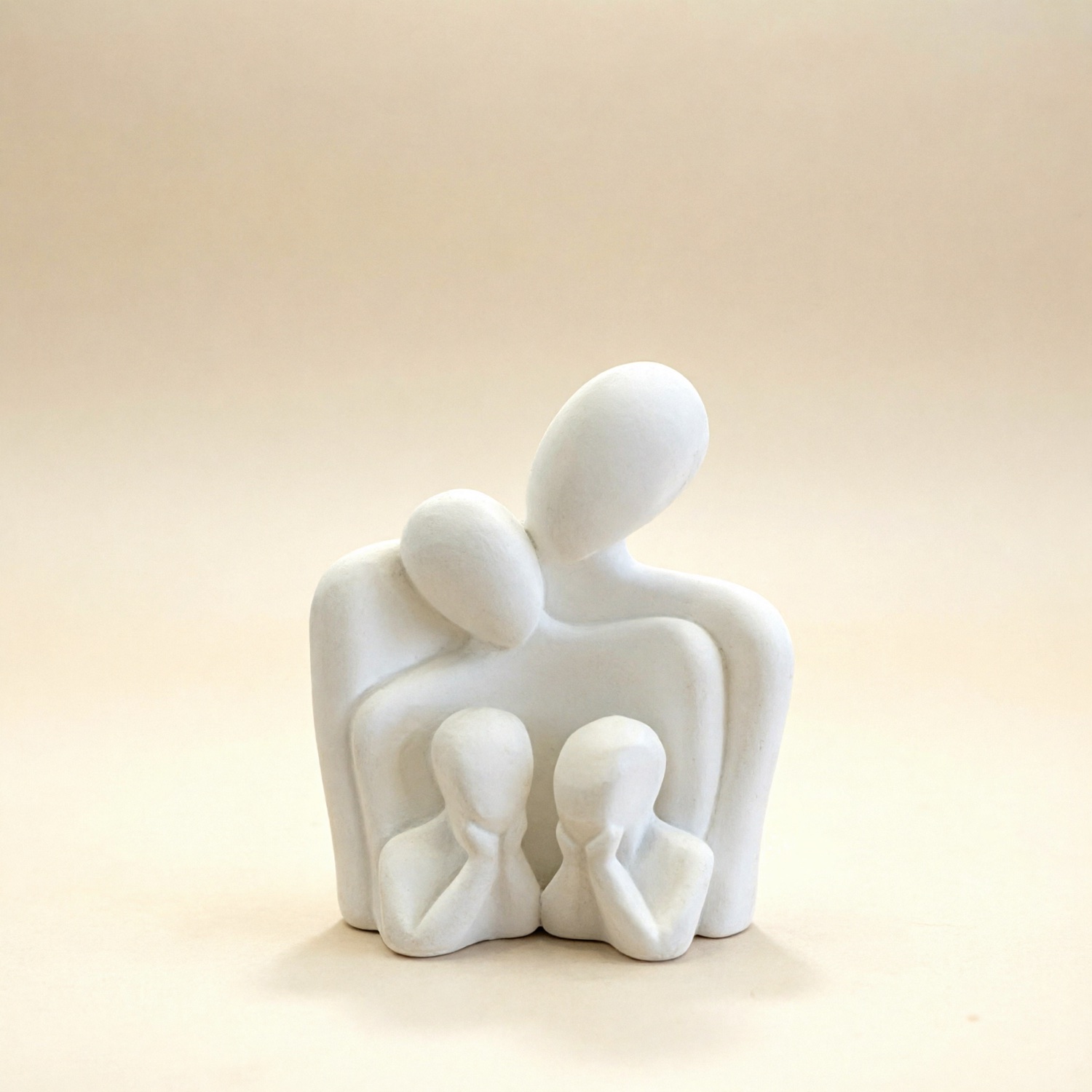Abstract family sculpture on a clean background